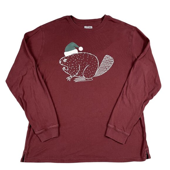 Duluth Trading Co Long Sleeve T-Shirt Mens Large Ugly Christmas Beaver - Picture 1 of 5